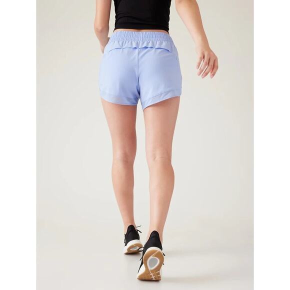 Athleta Women's Blue Mesh Racer Run Shorts 4" Size Large - Picture 2 of 8